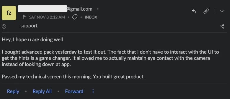 Email message 1
