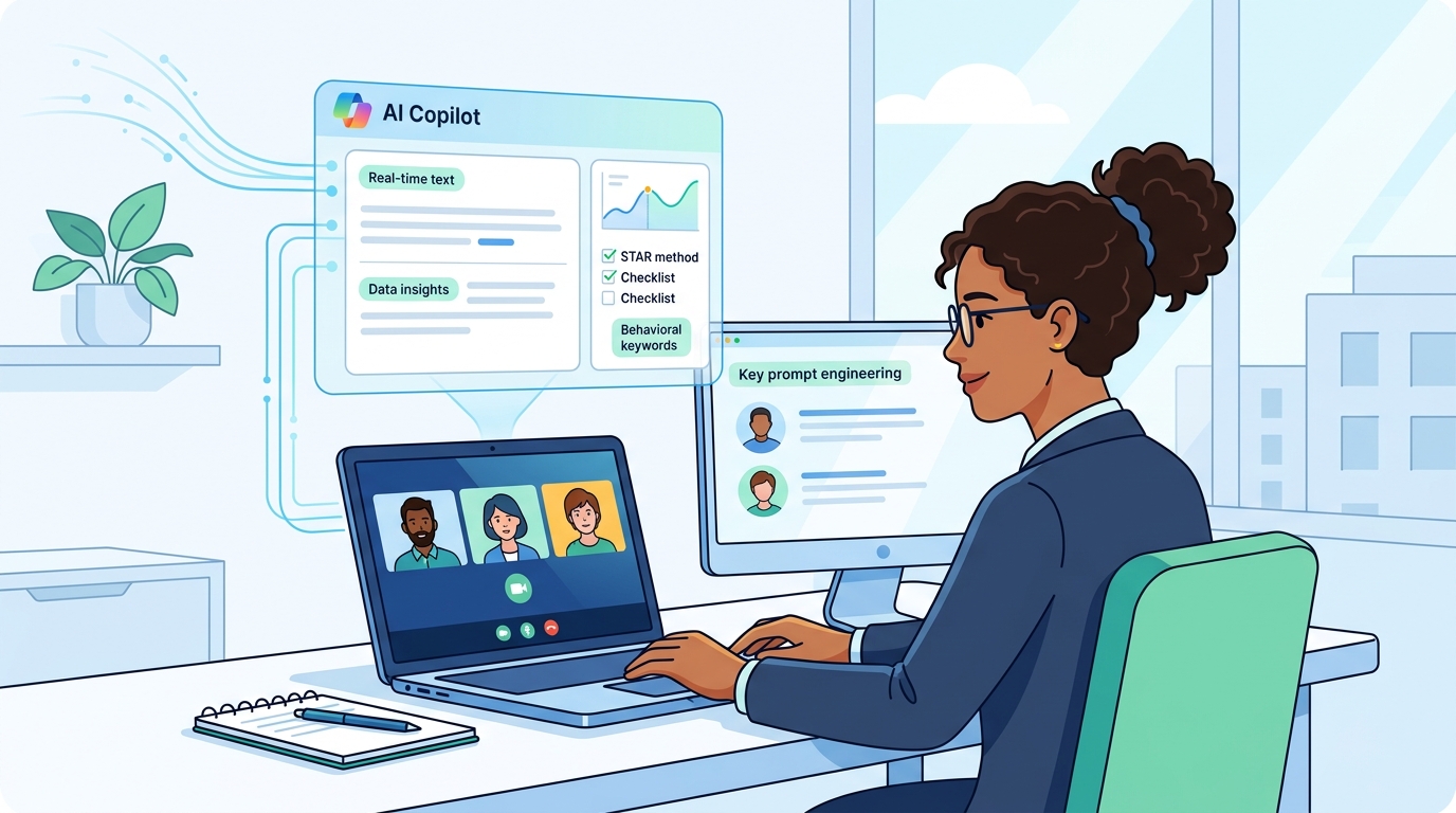 Digital dashboard showing live interview suggestions and data insights