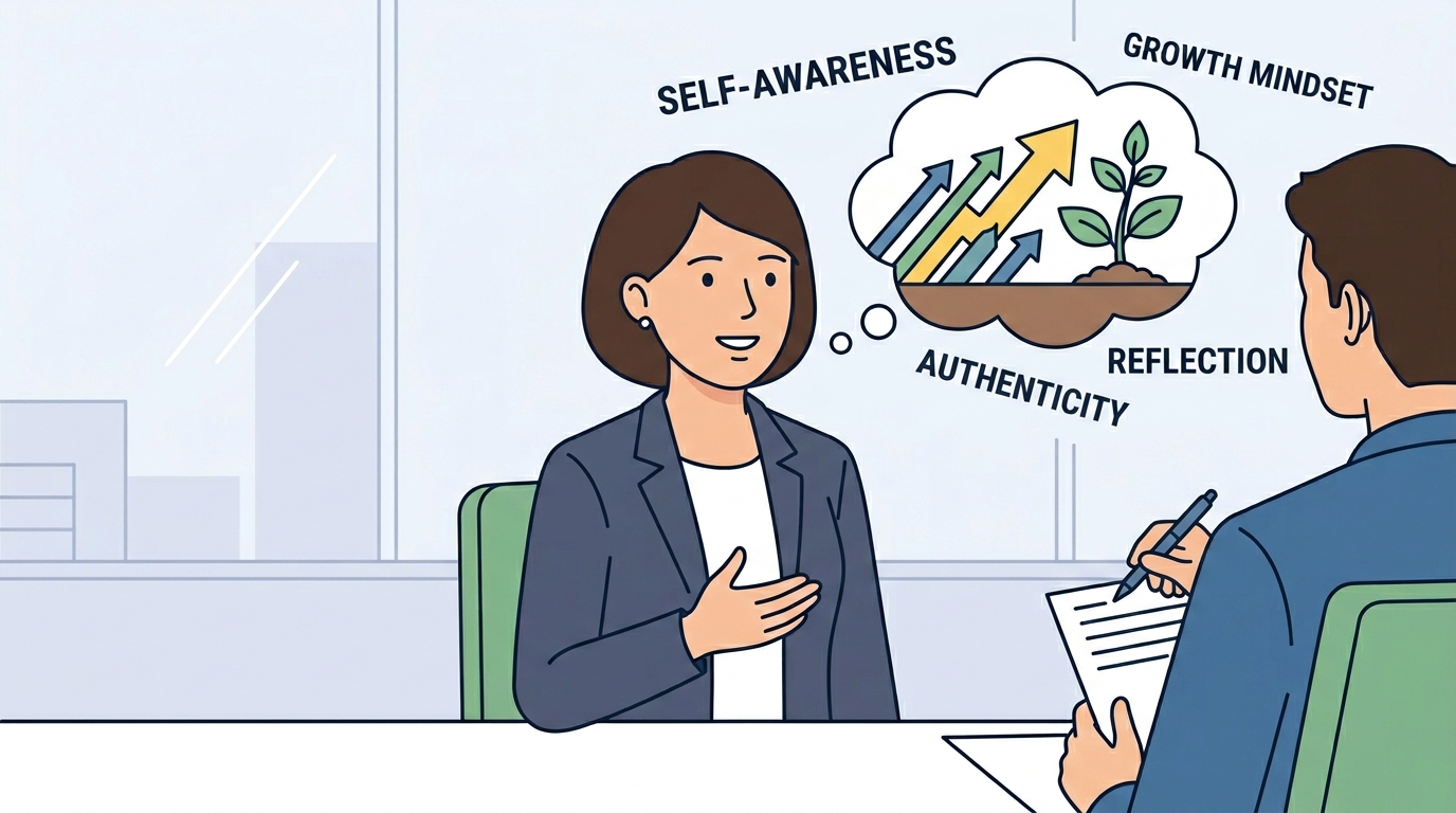 A professional candidate feeling confident during an interview