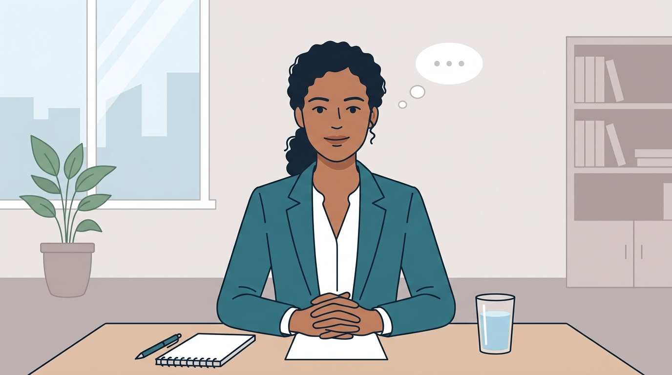 Professional candidate looking calm during a job interview