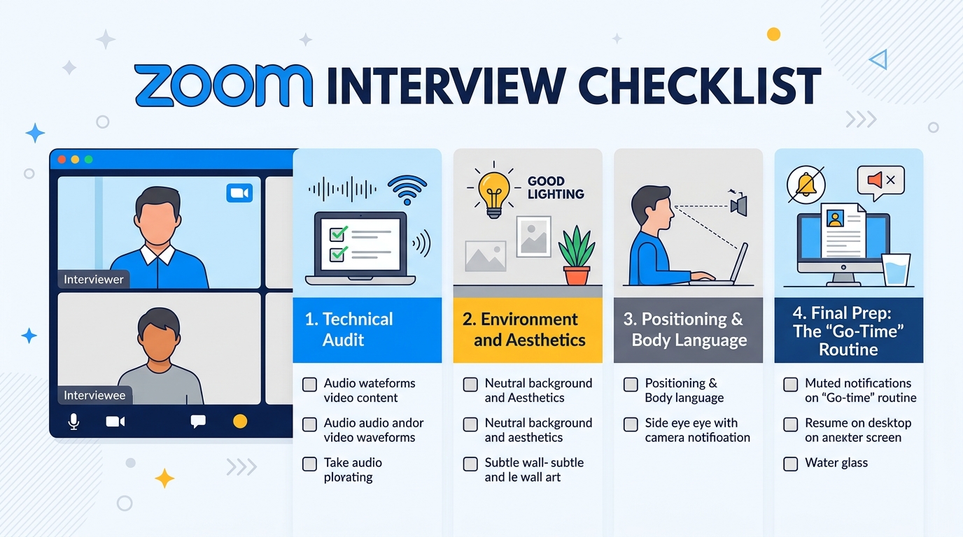 An organized desktop screen showing only necessary interview resources open